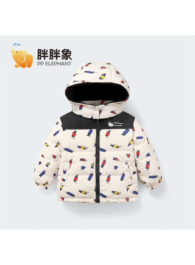 Autumn Winter New Men Women Kids Children's Big Kids Color Block Print Plaid Hooded Thickened Down Jacket