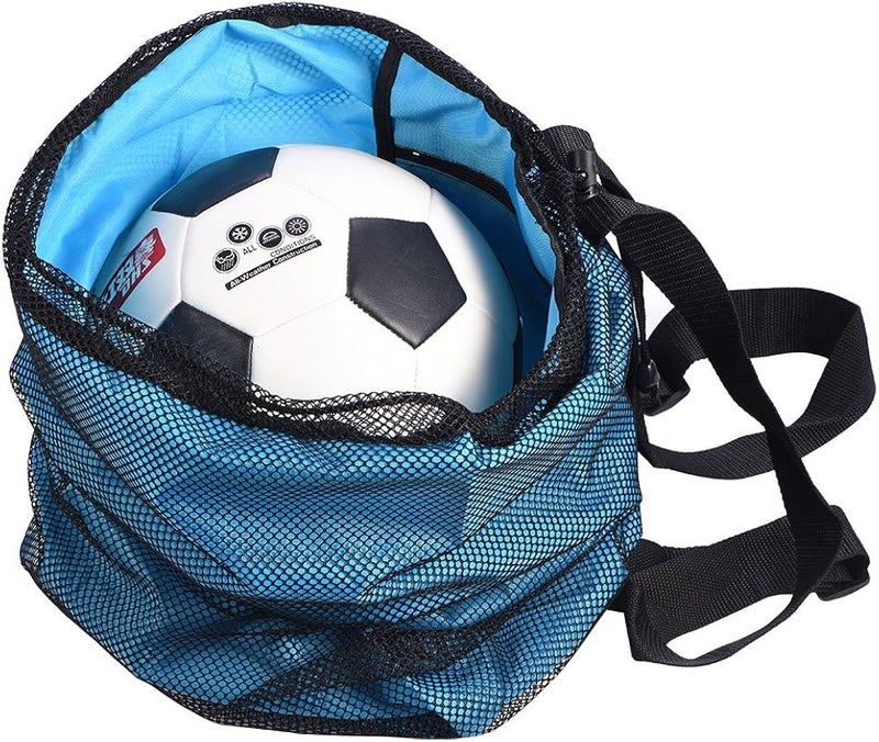 woobles Mesh Drawstring Backpack, Basketball Football Soccer Sports Training Exercising Mesh Backpack Shoulder Drawstring Bag-Blue - Image 5