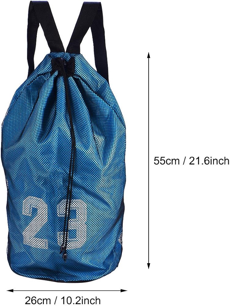 woobles Mesh Drawstring Backpack, Basketball Football Soccer Sports Training Exercising Mesh Backpack Shoulder Drawstring Bag-Blue - Image 3