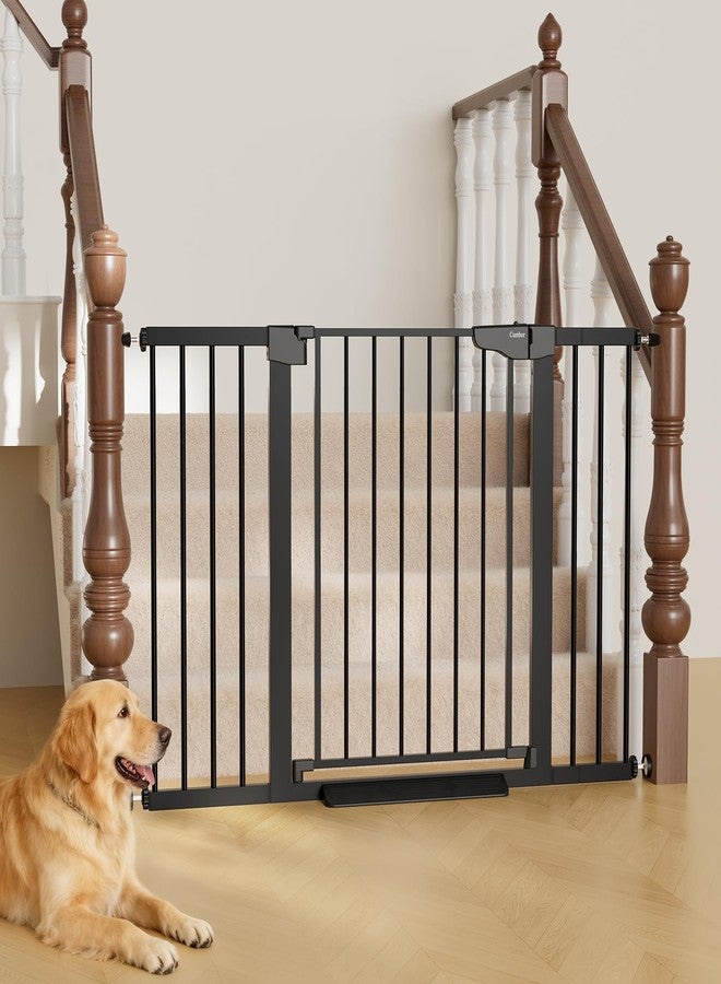 Cumbor 29.7–51.5" Extra Wide Baby Gate for Stairs, Pressure-Mounted Dog Gates for Doorways & Hallways, Auto-Close Walk-Through, No-Trip Design, Child Proof Safety, Dog/Pet Gate for Indoor Use, Black - Image 1
