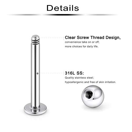 Ftovosyo Lip Rings 32PCS Labret Jewelry Monroe Lip Barbell Ring Snake Bite Piercing Jewelry 16G Helix Earring Daith Tragus Cartilage Studs Surgical Steel Piercing Jewelry for Women Men - Image 4
