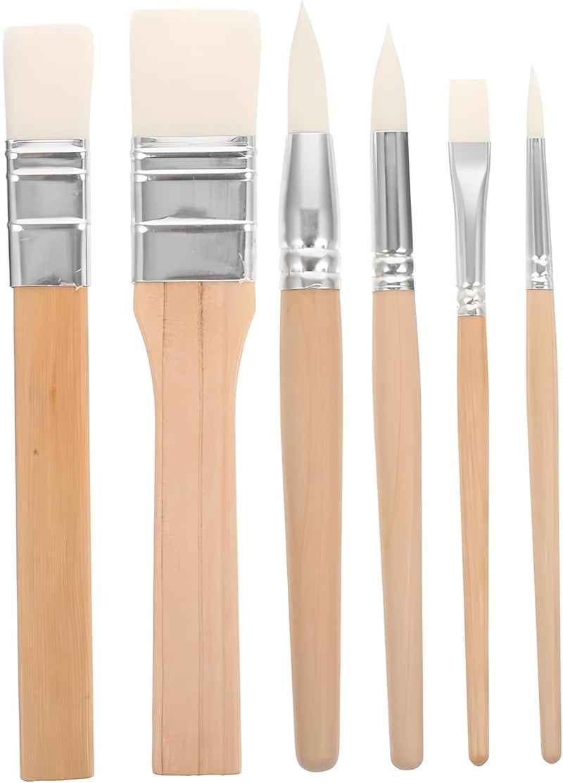 VINTAGER Paint Brush Set 6 Pcs Oil Painting Brushes Micro Paint Brush Miniature Painting Brushes Fan Brush Painting Acrylic Paint Brushes Ceramic Watercolor Brush Pens Art