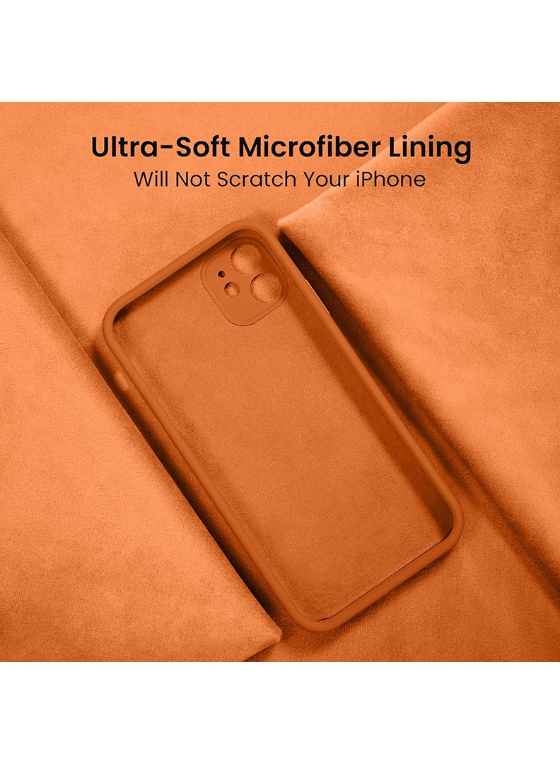 Case Up Compatible with iPhone 12 6.1 Inch Case, Premium Liquid Silicone [Camera Protection] [Soft Anti-Scratch Microfiber Lining] Shockproof Protective Slim Phone Cover for iPhone 12, Orange - Image 5