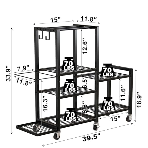 SEEAHEAD 6Tier Home Gym Storage Rack with Wheels Dumbbell Weight Rack and Yoga Mat Organizer MultiPurpose Gym Equipment Storage Stand for Home Gym Accessories - Image 3