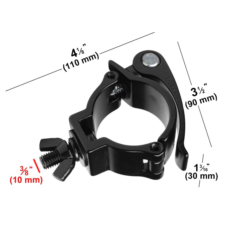 MOUNTAIN_ARK 5 Pack 2" Black DJ Stage Lighting Clamps, Truss Clamp, Par Light Mount Hook, Heavy Duty 220 Lbs, Quick Release & Lock - Image 4