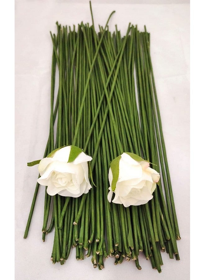 3A Featuretail 12 Inch Dark Green Floral Stem Wire Crafting Floral Paper Wrapped Wire for Artificial Flowers Making, Plant Stub Stem, DIY Flower Arrangement (50 Piece, Green Floral Wire) - Image 1