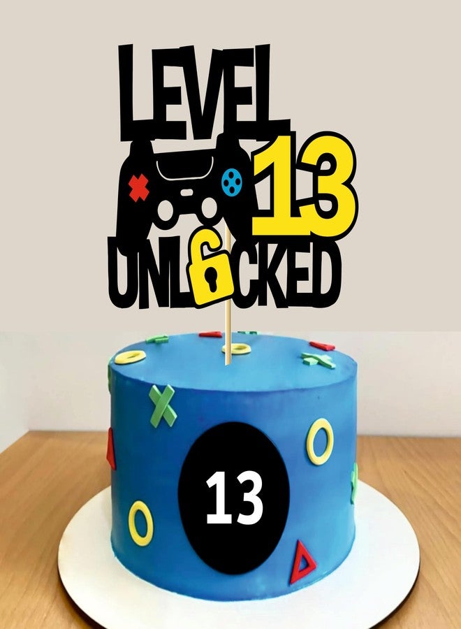 SVM CRAFT® Level 13 Unlocked Game Birthday Cake Topper - Video Game Boy's 13th Birthday Game On Party Cake Supplies - Gaming Level Up Winner Party Decoration - Image 3