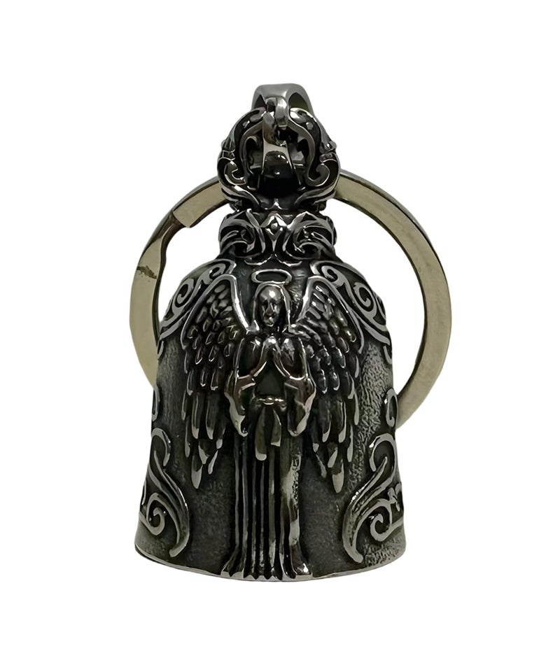 INIMAGINE Guardian Bell Keychain for Motorcycle, Decorative Bike Pendant with Traditional Design – Versatile Motorcycle Accessories Perfect for Adorning Keys, Bags, or Vehicles with a Touch of Symbolic Charm - Image 1