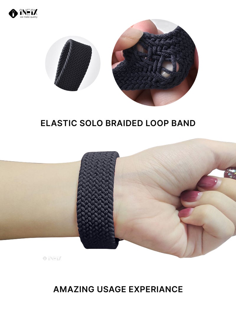 إينيكس سوار ساعة مجدول (مُضفّر) من نايلون قابل للتمدد مع غطاء لامع متوافق مع ساعات ابل 44 ملم (طول حزام 135 ملم ) - أزرق داكن - Image 4