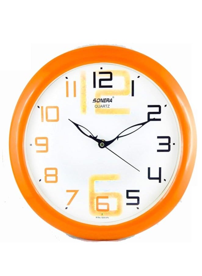 Sonera Wall Clock - 9241 -Analog-Quartz- Orange Frame- White Dial With Orange Numbers - Image 1