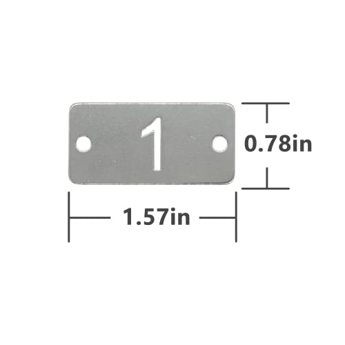 StayMax Rectangle Metal Hollowed Numbered Tags - Stainless Steel Key Tags (26-50) - Image 2
