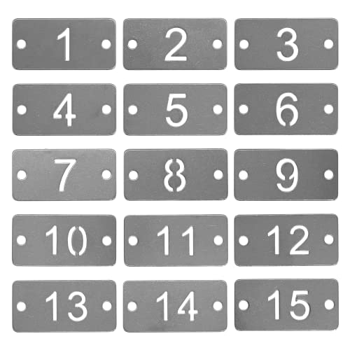 StayMax Rectangle Metal Hollowed Numbered Tags - Stainless Steel Key Tags (26-50) - Image 1