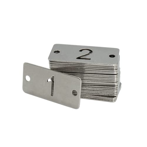 StayMax Rectangle Metal Hollowed Numbered Tags - Stainless Steel Key Tags (26-50) - Image 3