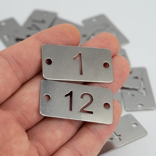 StayMax Rectangle Metal Hollowed Numbered Tags - Stainless Steel Key Tags (26-50) - Image 4