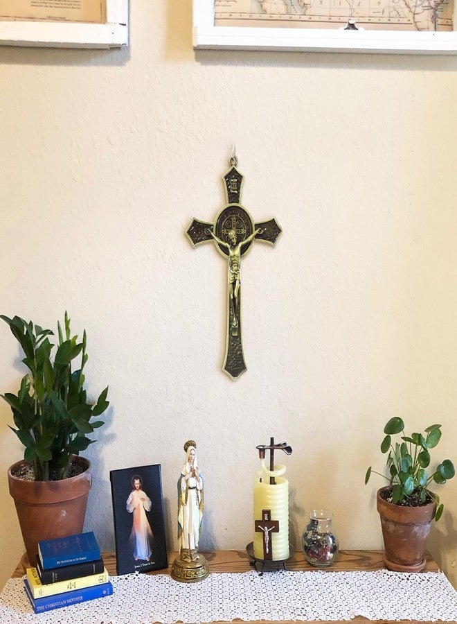 KOMI Antique Bronze Metal Crucifix Cross Small St Benedict Crucifix for Wall Home Decor 4.7X2.8 Inch Jesus Christ Cross San Benito Protection Catholic Faith Gifts - Image 5