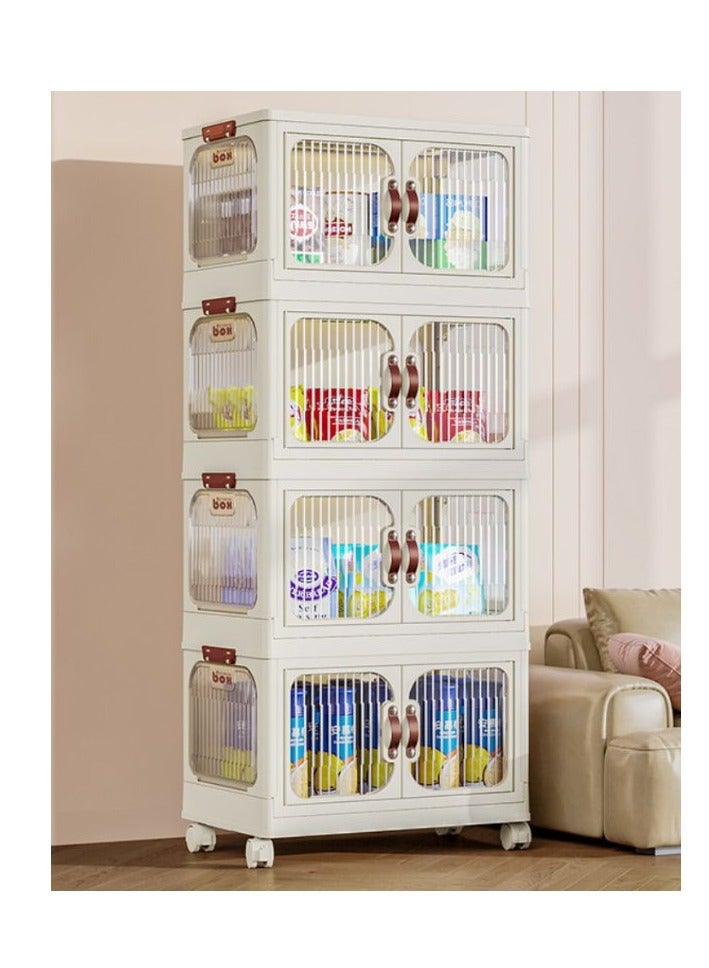 BAIG 4 Tier Plastic Storage Bins with Lid,Stackable Storage Containers with Wheels,Folding Storage Boxes, Stackable Storage Box - Image 3