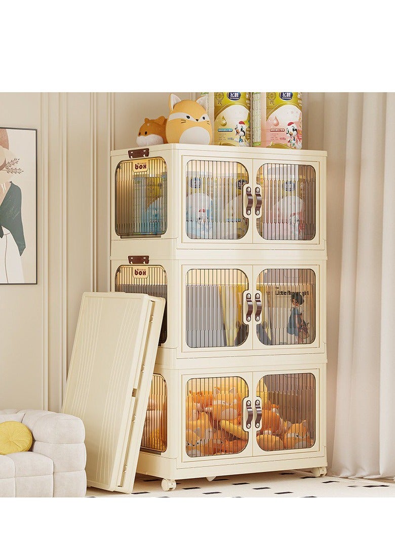 BAIG 4 Tier Plastic Storage Bins with Lid,Stackable Storage Containers with Wheels,Folding Storage Boxes, Stackable Storage Box - Image 2