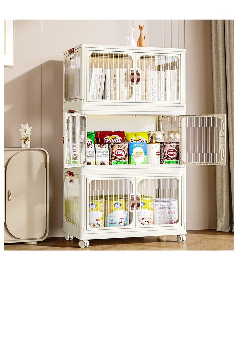 BAIG 4 Tier Plastic Storage Bins with Lid,Stackable Storage Containers with Wheels,Folding Storage Boxes, Stackable Storage Box - Image 4