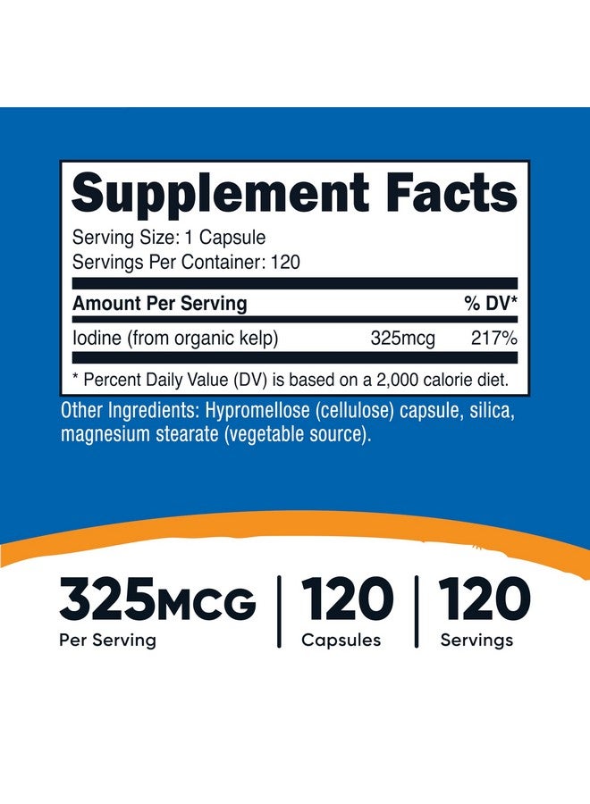 Nutricost Iodine (Natural Iodine from Organic Sea Kelp) 325mcg, 120 Capsules, Vegetarian, Non-GMO & Gluten Free - Image 2