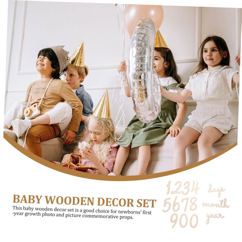 Wooden Month Photo Props Digital Chips 14 Pcs For Baby Photography Decor - Image 5