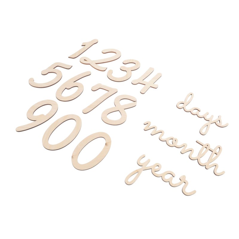 Wooden Month Photo Props Digital Chips 14 Pcs For Baby Photography Decor - Image 2