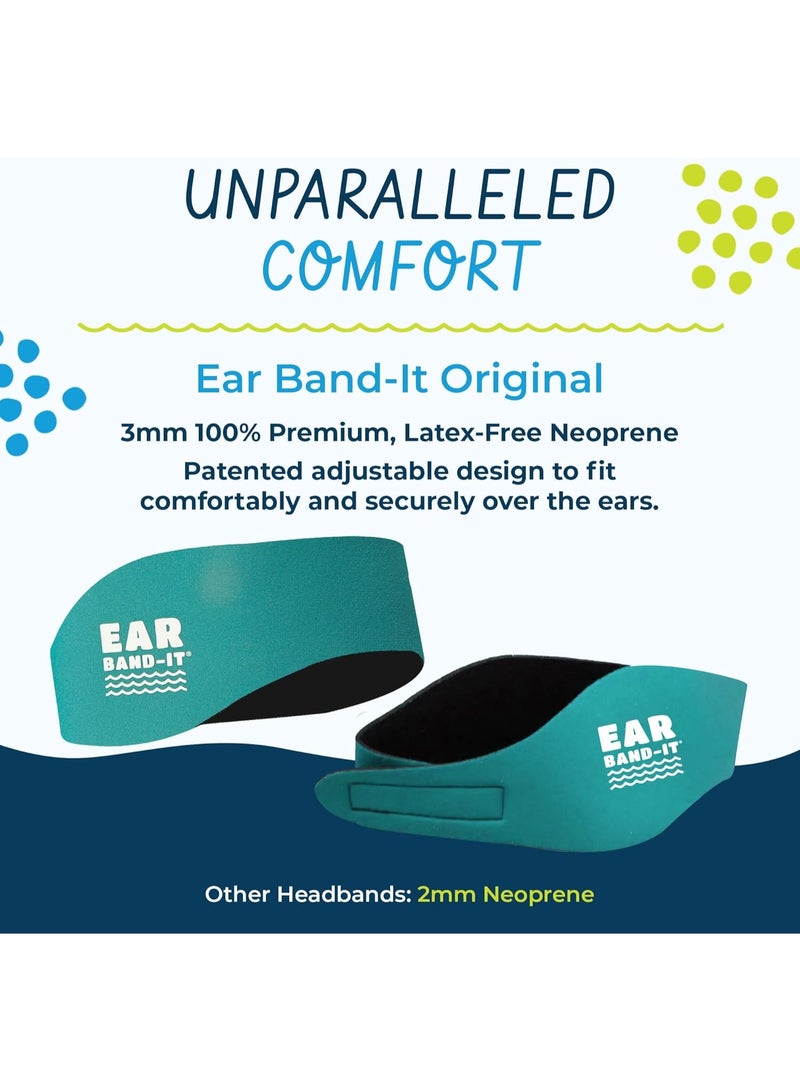 Ear Band-It Earvolution Ear Band-It Original Swimming Headband for Kids and Adults - Invented by Ear, Nose, and Throat Physician - Durable Neoprene Maximizes Protection, 5 Color Options, 3 Sizes - Teal - Large - Image 2
