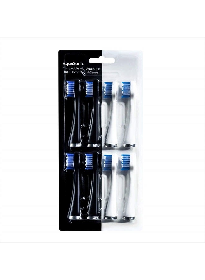 AquaSonic Duo Replacement Brush Heads (8-Pack) - 4 White & 4 Black Dupont Brush Heads - Image 1