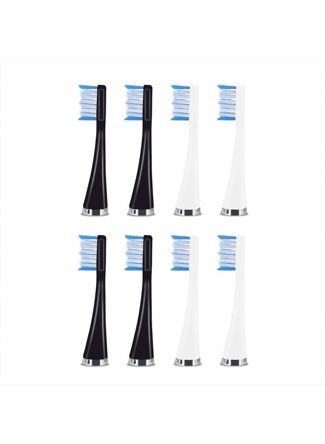 AquaSonic Duo Replacement Brush Heads (8-Pack) - 4 White & 4 Black Dupont Brush Heads - Image 2