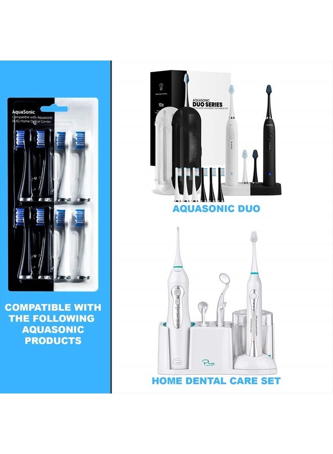 AquaSonic Duo Replacement Brush Heads (8-Pack) - 4 White & 4 Black Dupont Brush Heads - Image 3