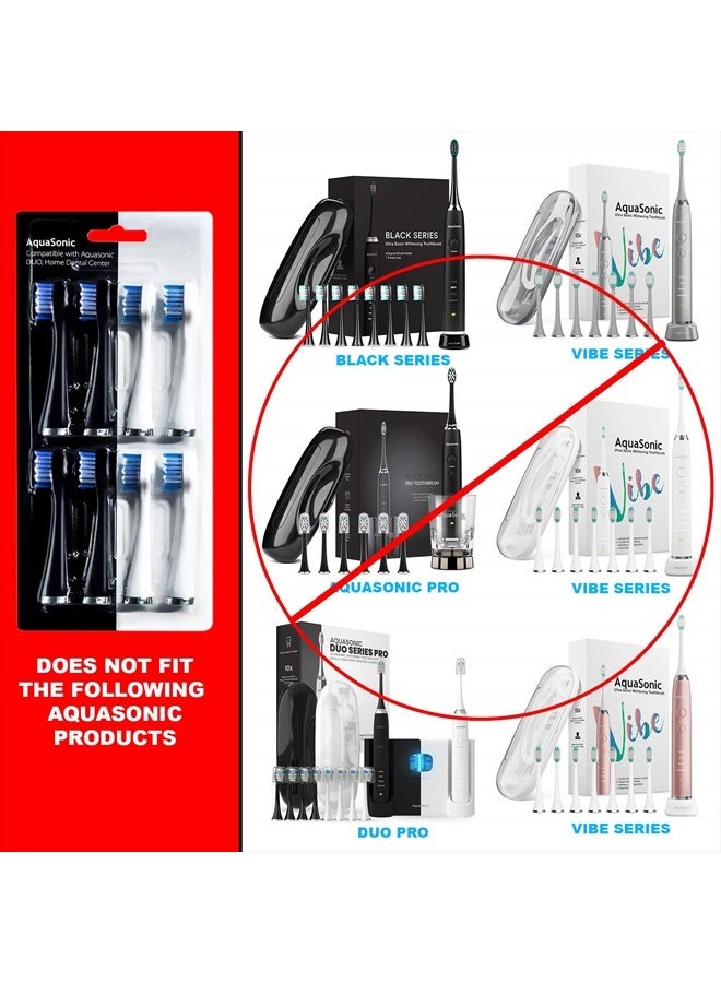 AquaSonic Duo Replacement Brush Heads (8-Pack) - 4 White & 4 Black Dupont Brush Heads - Image 4