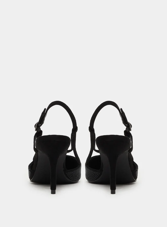 Styli Embellished Stiletto Heel Slingback shoes
