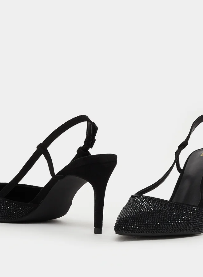 Styli Embellished Stiletto Heel Slingback shoes