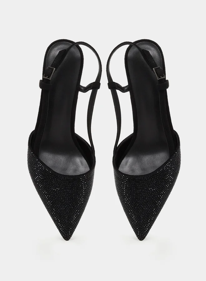 Styli Embellished Stiletto Heel Slingback shoes