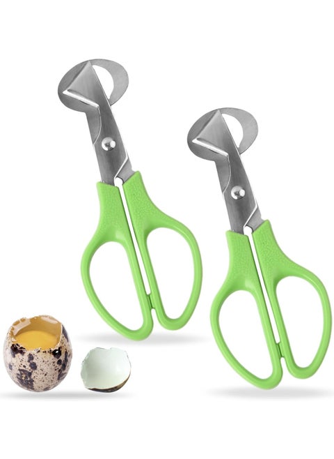 2 Pieces Stainless Steel Quail Egg Scissors, Egg Shell Opener,  Egg Opener Cutter Shell Separator Kitchen Tools for Home, Restaurant (Green)