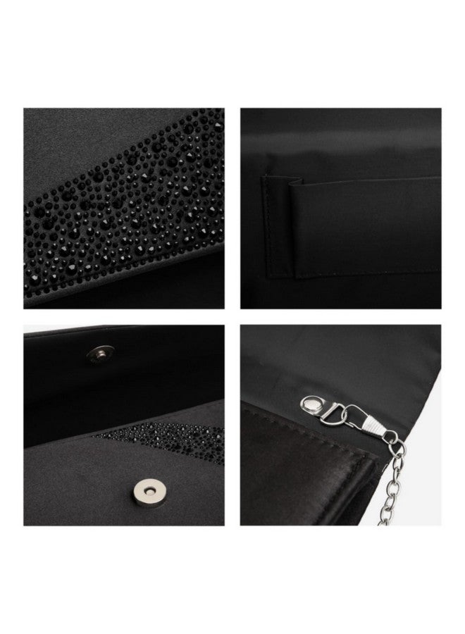 DASEIN حقائب كلتش مسائية للنساء مزينة بالأحجار اللامعة - حقائب رسمية لحفلات الزفاف وحفلات الكوكتيل والتخرج (أسود) - Image 5