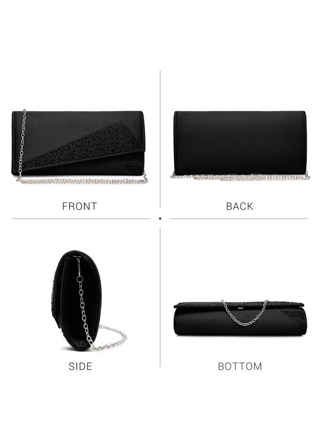 DASEIN حقائب كلتش مسائية للنساء مزينة بالأحجار اللامعة - حقائب رسمية لحفلات الزفاف وحفلات الكوكتيل والتخرج (أسود) - Image 3
