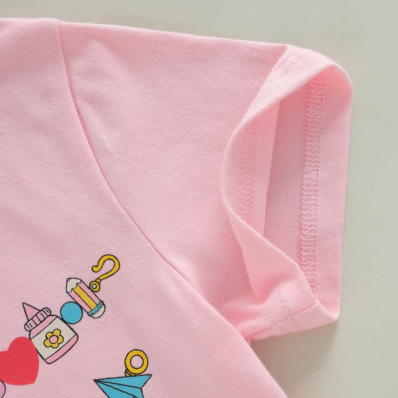 Douhoow Girls 100 Days of School Shirt Short Sleeve Toddler Girl Tops 100th Day of School Shirt Kids (Pink, 3-4 Years) - Image 5