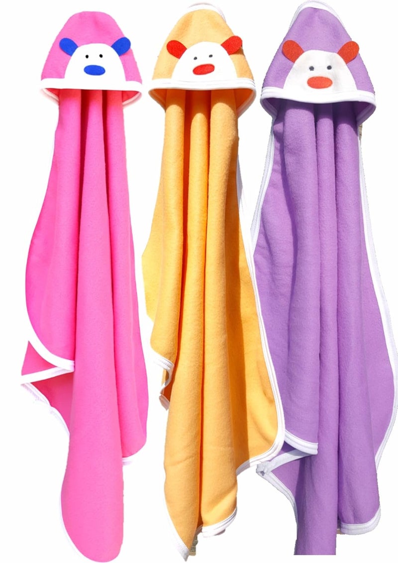 BRANDONN Newborn Original 3PCS.. Big Size (36 X 27) Cute Baby Blankets for Babies (Hotpink, Peach, Purple; Pack of 3) - Image 1