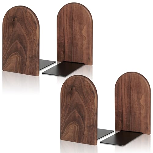 shikaman Book Ends,2 Pair Medium Bookends Wood Book Ends Universal Economy Bookend (2, Medium) - Image 1