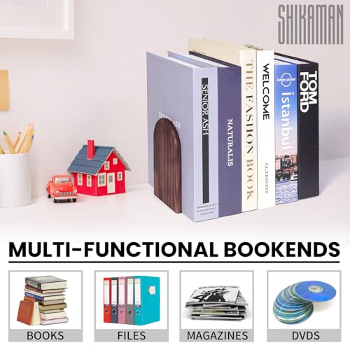 shikaman Book Ends,2 Pair Medium Bookends Wood Book Ends Universal Economy Bookend (2, Medium) - Image 4