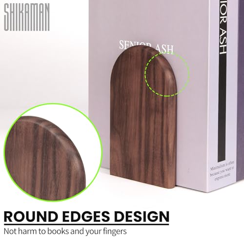 shikaman Book Ends,2 Pair Medium Bookends Wood Book Ends Universal Economy Bookend (2, Medium) - Image 2