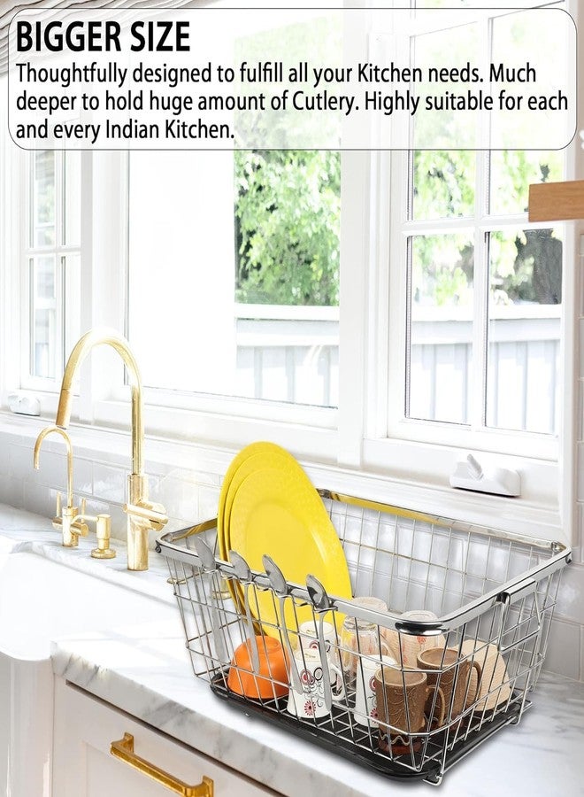 Birdwing Extra Large Stainless Steel Dish Drying Rack 60x47x23 cm – Heavy Duty Kitchen Countertop Utensil Stand with Detachable Drip Tray, Rust Proof Plate Bowl Drainer Basket - Image 5