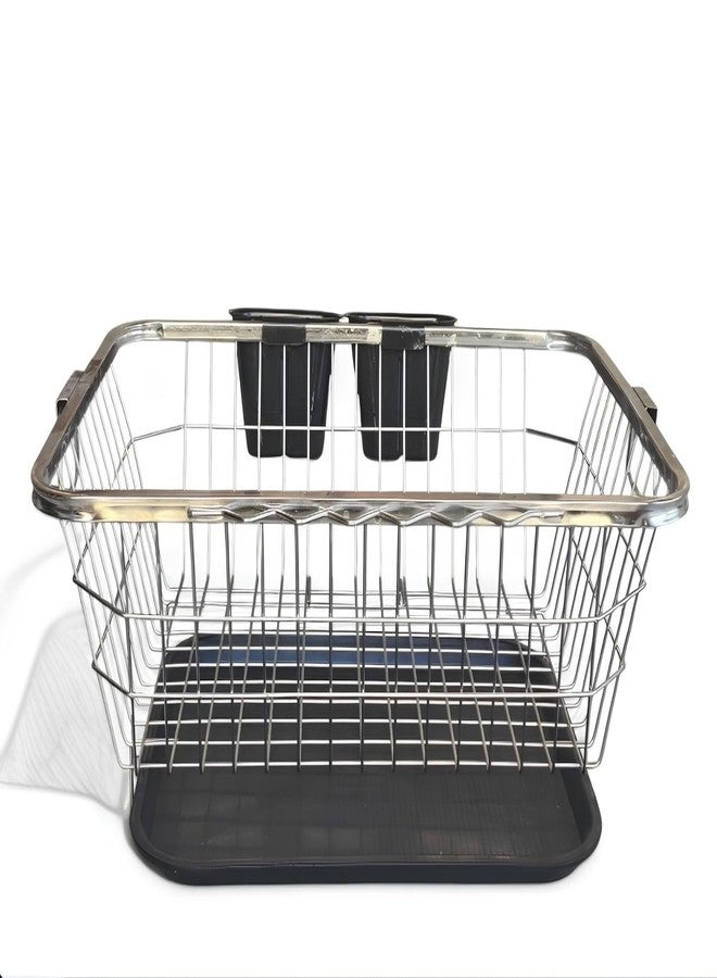 Birdwing Extra Large Stainless Steel Dish Drying Rack 60x47x23 cm – Heavy Duty Kitchen Countertop Utensil Stand with Detachable Drip Tray, Rust Proof Plate Bowl Drainer Basket - Image 1