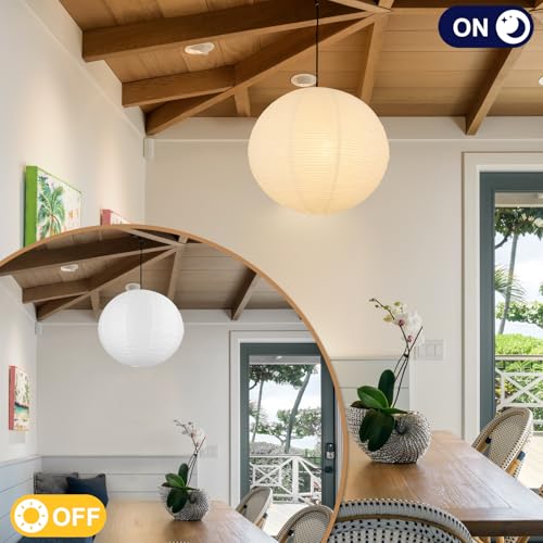 Koorle White Paper Lantern Lamp Shades set of 2 12x12 Small Chinese Paper Lantern Pendant Light Shades Round Home Decor Ceiling Lampshade Foldable Lampshade - Image 3