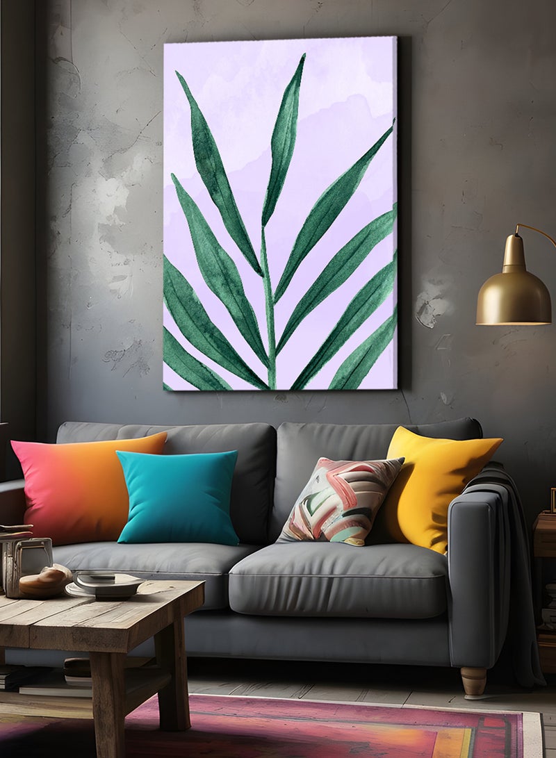 لوحة كانفاس على إطار خشبي بتصميم فرع من النخيل - Image 2