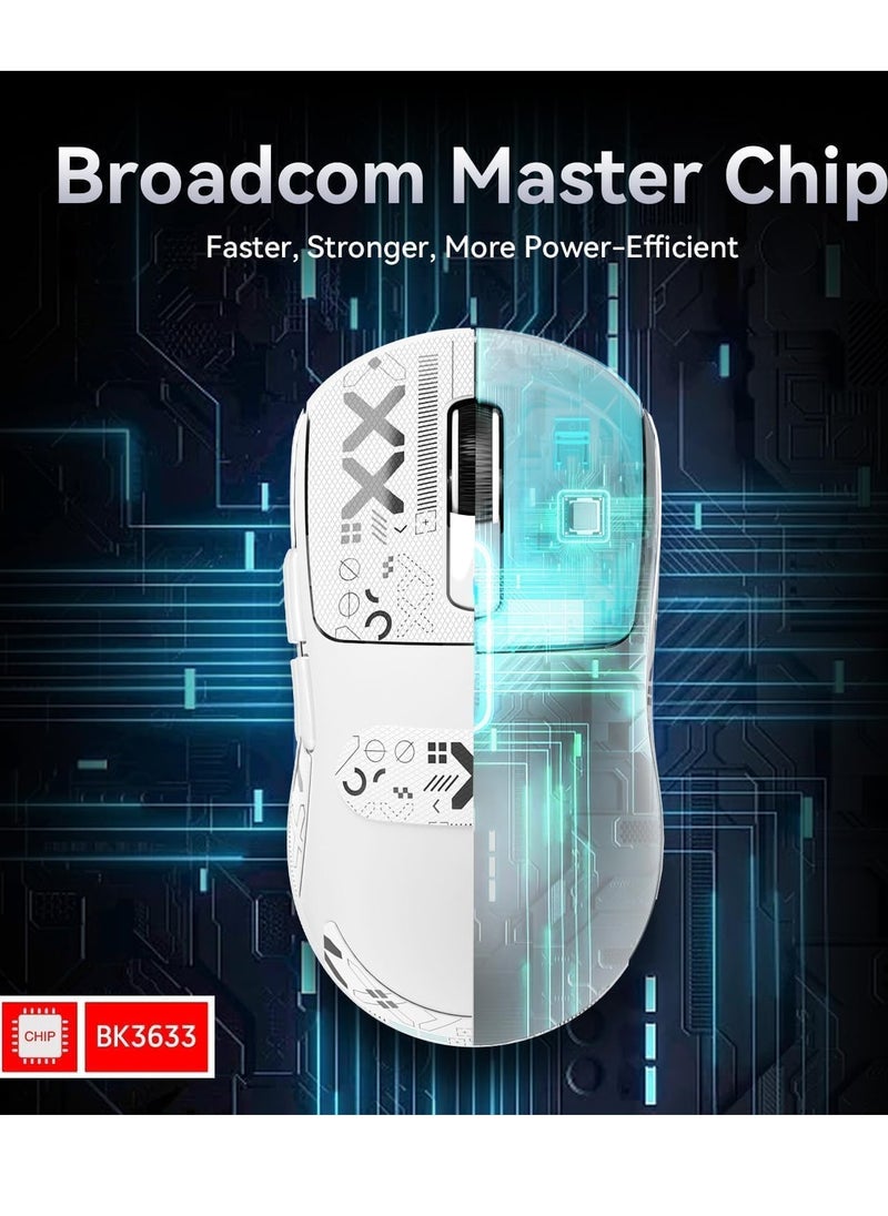 Attack Shark Attack Shark X3 Wireless Gaming Mouse, 49g Ultralight, PixArt PAW3395 26000 DPI, Bluetooth/2.4Ghz /Wired Tri-Mode, 200Hrs Rechargeable Battery, Kailh GM8.0 Switch for MAC/Win - White&Tape  - Image 5