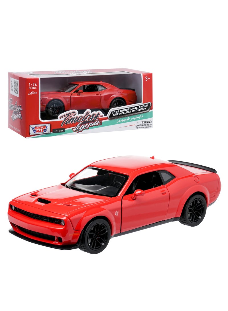 MOTORMAX 2018 Dodge Challenger SRT Hellcat Widebody Die-Cast Model Car 1:24 Scale | Officially Licensed American Muscle Car Collectible | Opening Doors, Detailed Interior & Free-Wheeling Toy - Image 1