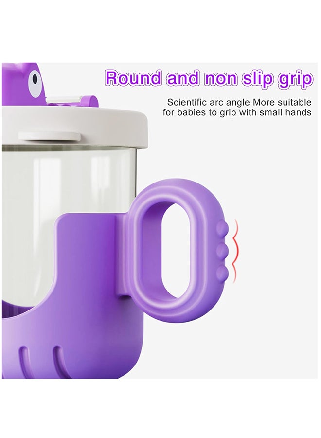 Arabest Baby Transition Training Cup With Lid, Straw And Handles 300ML, Purple - Image 3