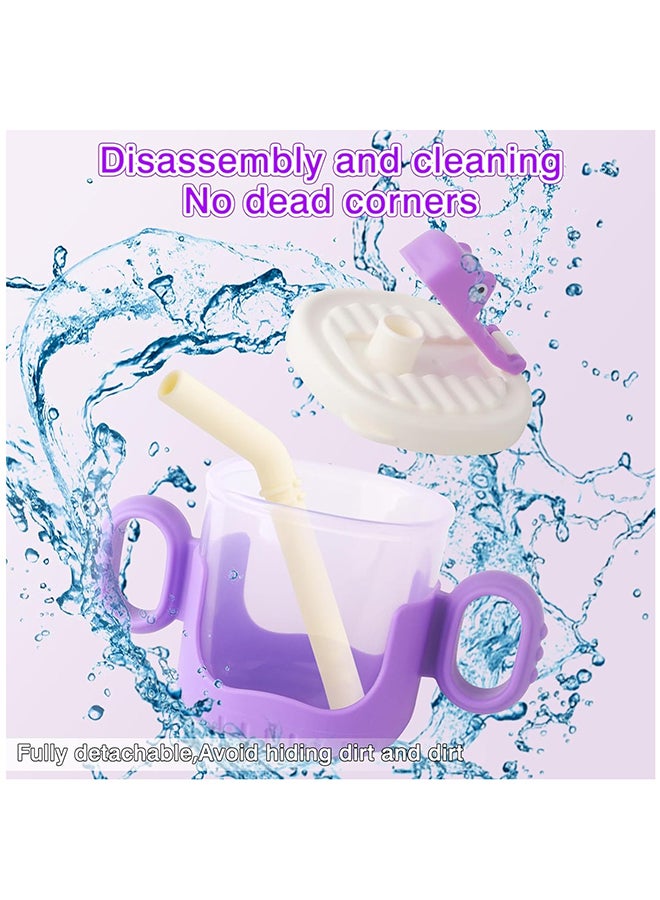 Arabest Baby Transition Training Cup With Lid, Straw And Handles 300ML, Purple - Image 5