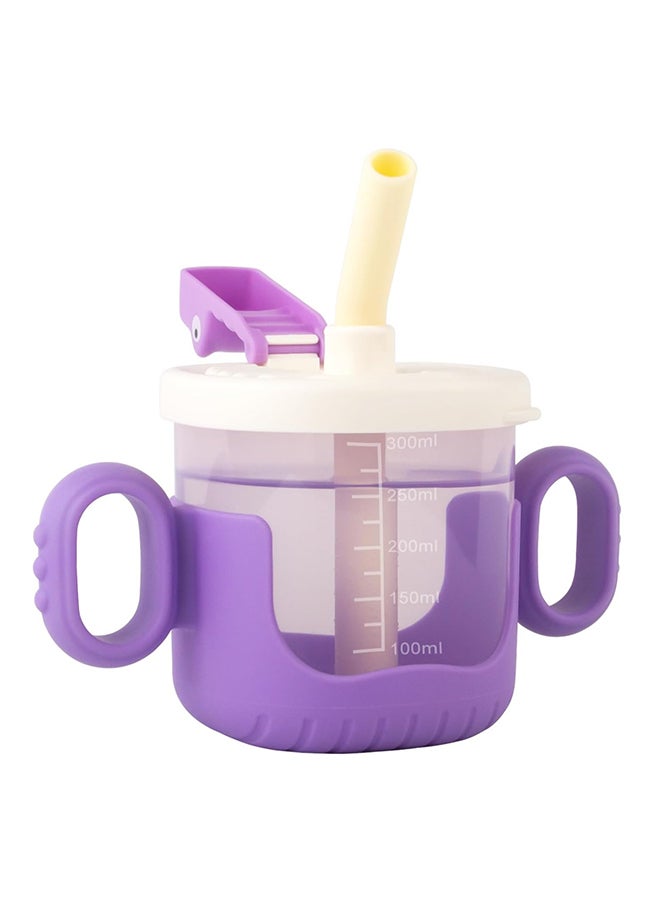 Arabest Baby Transition Training Cup With Lid, Straw And Handles 300ML, Purple - Image 1